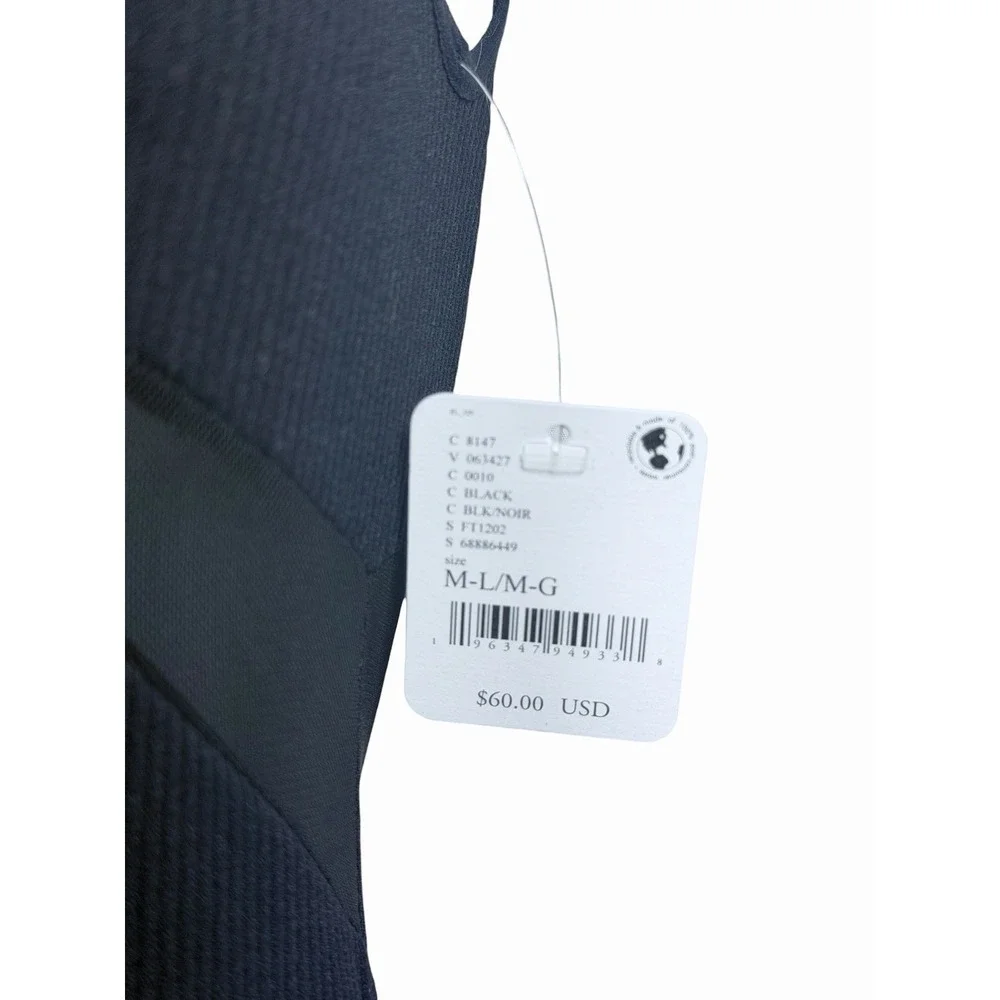 Free People Intimately Black Ribbed Bodycon‎ Midi Dress Mesh Panel M/L Edgy
